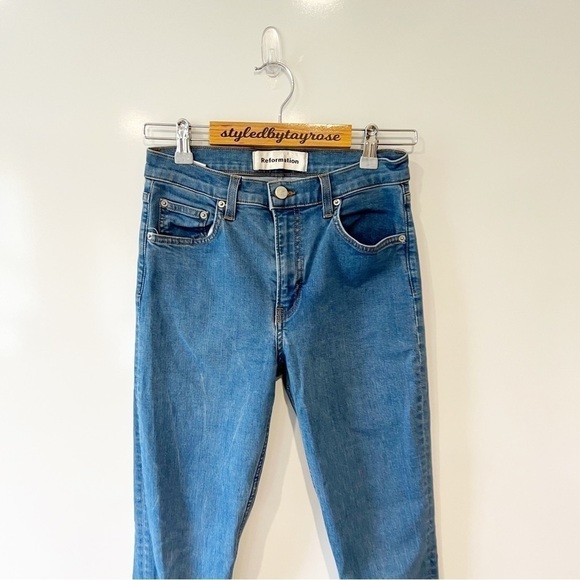 Reformation High Rise Skinny Jean True Blue Color - Picture 6 of 14